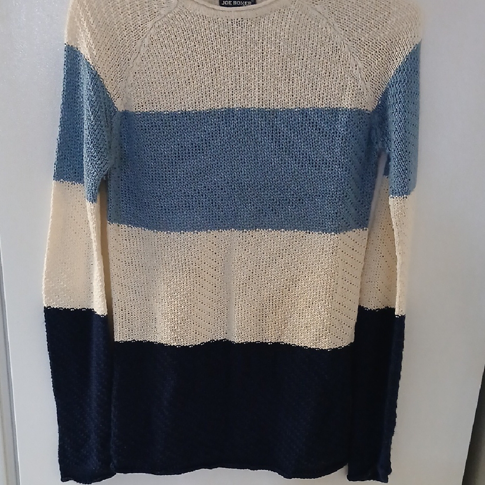 Joe Boxer Blue and Cream Striped Sweater